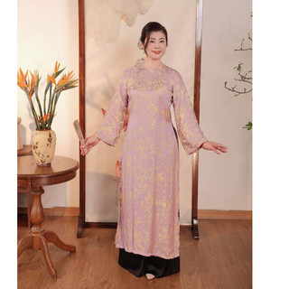 Set áo dài cách tân tuổi trung niên dáng suông che khuyết điểm họa tiết sang trọng chất liệu mềm mát