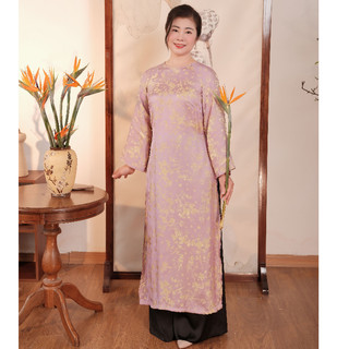 Set áo dài cách tân tuổi trung niên dáng suông che khuyết điểm họa tiết sang trọng chất liệu mềm mát