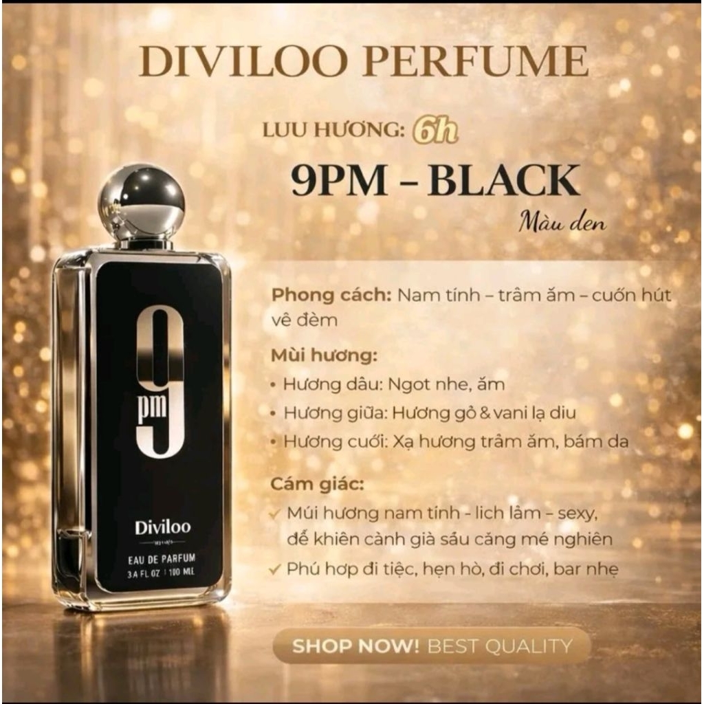 [ HỎA TỐC] Nước hoa 9PM Black Diviloo chính hãng