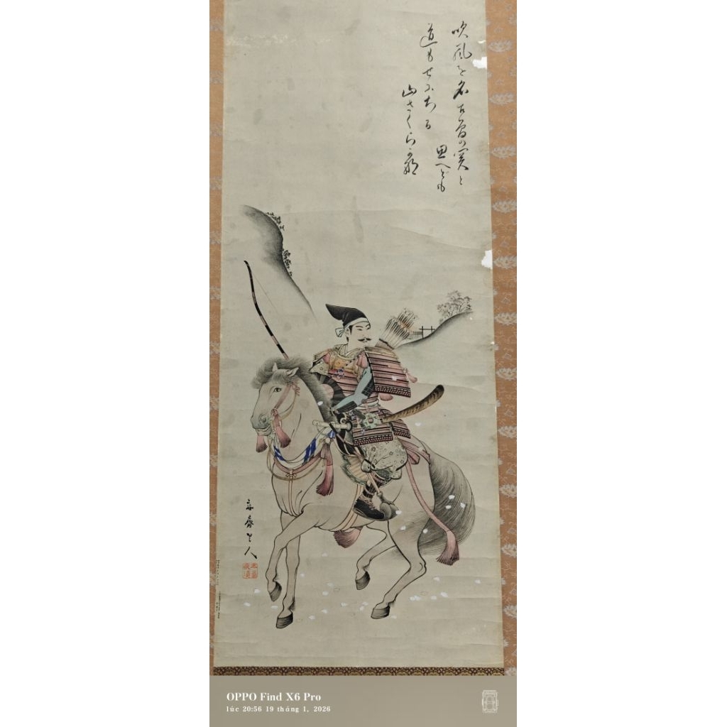 tranh cuộn treo tường nhân vật chiến binh oai phong Nhật Bản cổ xưa sưu tầm