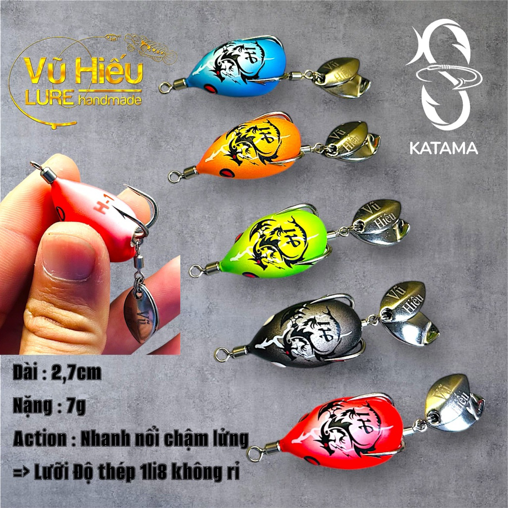 Nhái Hơi H1 Ngũ Long lưỡi độ Thép 1li8 [Vũ Hiếu] nghạnh ngang ôm from đẹp, không rỉ sét, chì đúc. Câ