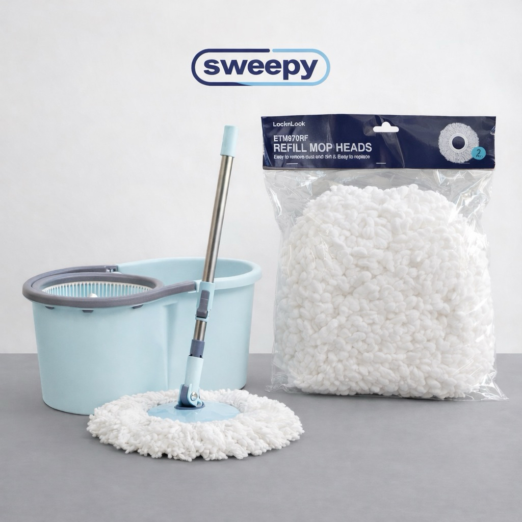Bộ 2 Bông Lau Nhà Thay Thế Sweepy ETM970RF - Sợi Microfiber Thấm Hút, Cao Cấp (Refill Mop Heads)