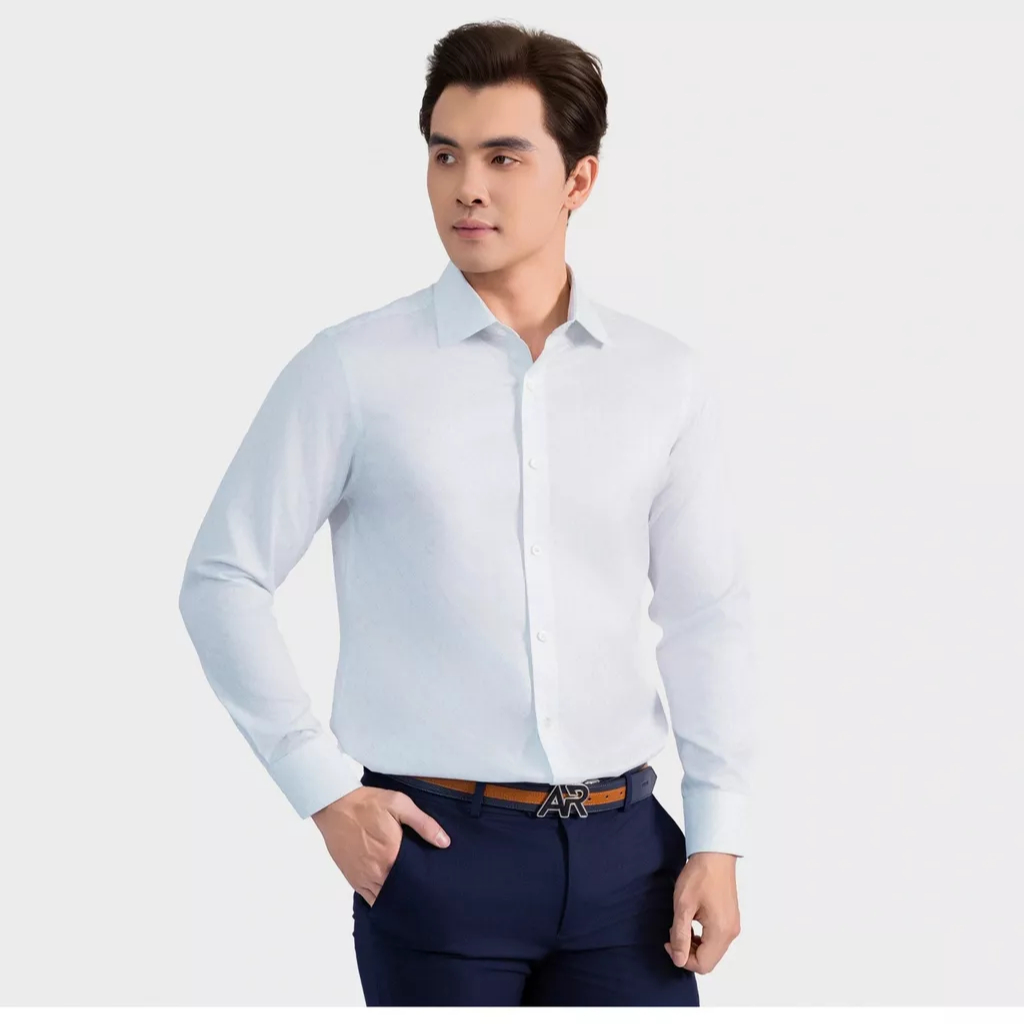 Áo Sơ Mi Nam Trắng Họa Tiết Aristino Business 1LS0080S3