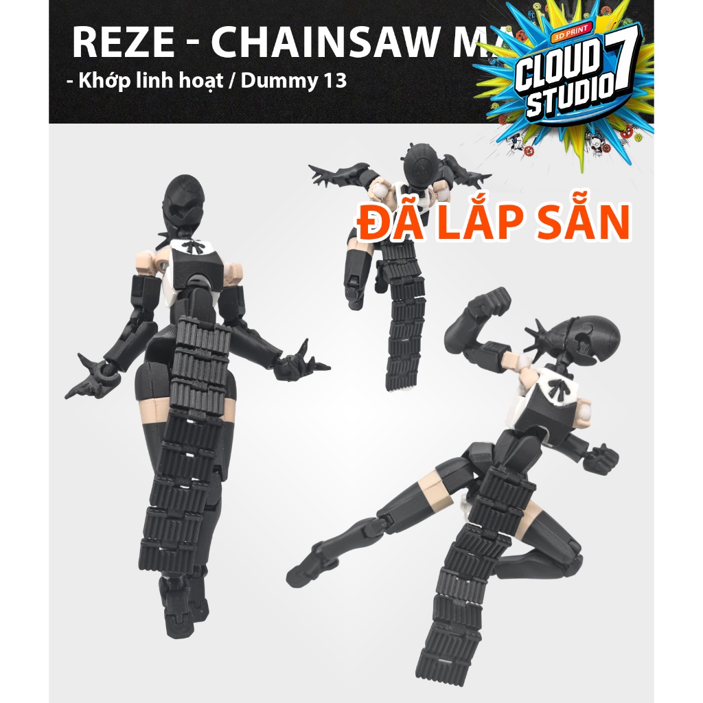 REZE – Chainsaw Man | Mô hình in 3D khớp linh hoạt Dummy 13 Tạo dáng đỉnh | Đã lắp sẵn | Tặng tay