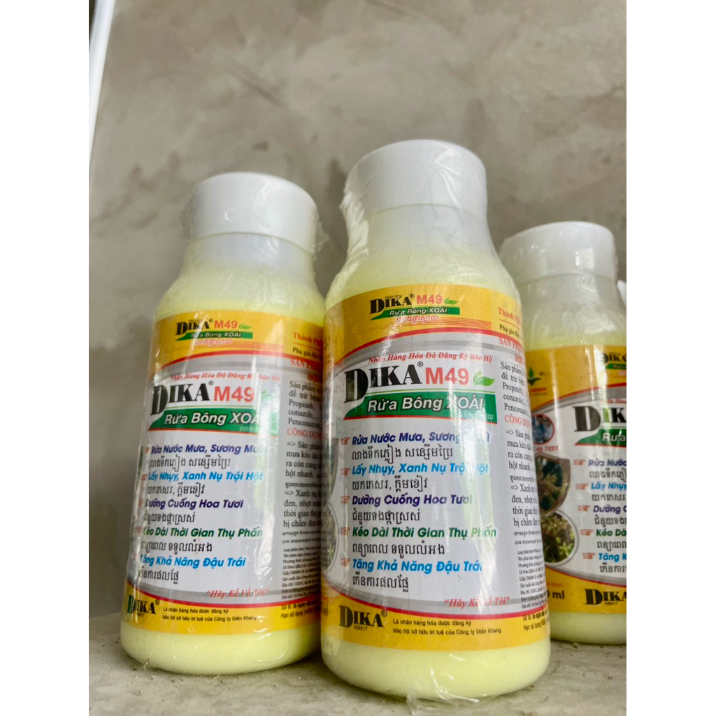 DIKA M49 (Rửa Bông Xoài) Chai 250ml- Công ty Điền Khang- Rửa Nước Mưa, Sương Muối, Lấy Nhuỵ Dễ Dàng,