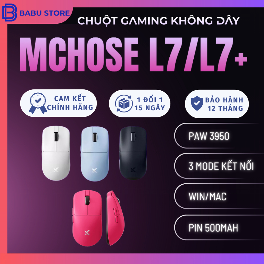 Chuột Gaming Mchose L7 / L7 Pro / l7 Ultra - L7+ Phiên bản mới Wireless - THEBABUSTORE