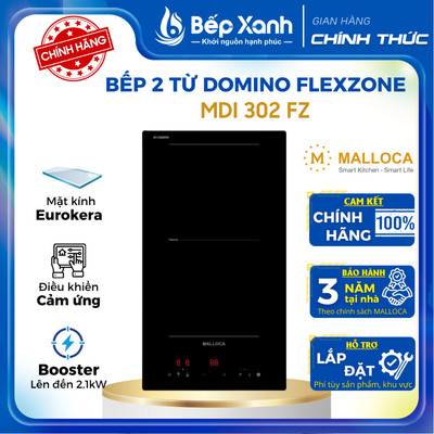 Bếp kính âm 2 từ - dạng Domino MDI 302 FZ - Mặt kính EuroKera