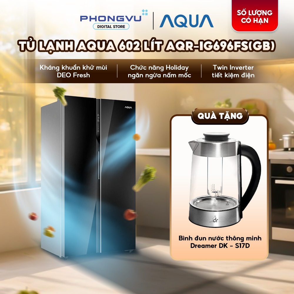 Tủ lạnh Aqua 602 lít AQR-IG696FS(GB) - Bảo hành 24 tháng