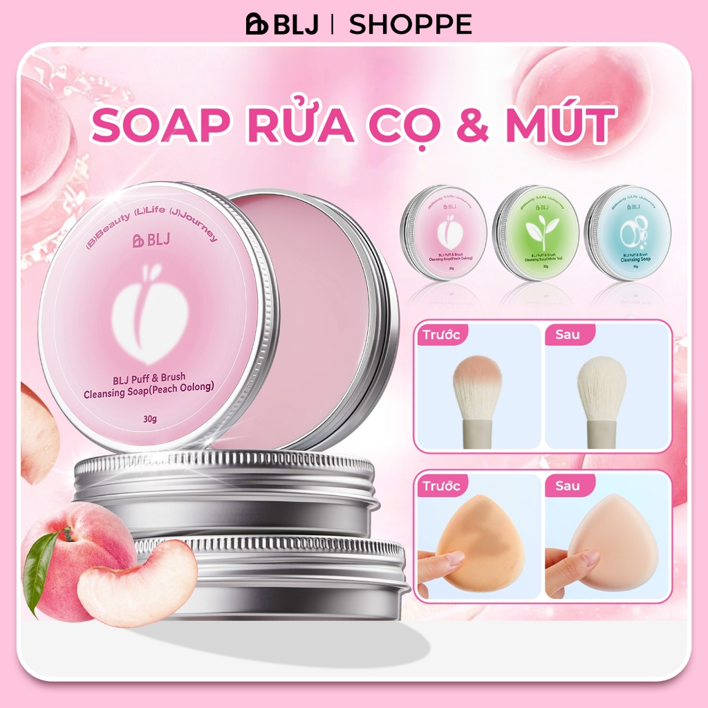 Soap rửa cọ trang điểm BLJ Brush Cleansing Soap 30g sáp giặt rửa cọ & mút trang điểm