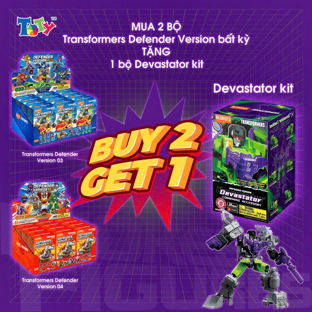 (Mua 2 SET TẶNG 1 KIT DEVASTATOR) 12 Box Hộp Mù FULLSET Transformers DV01, DV02, DV03, DV04,DV05 Chí