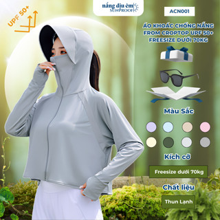 Áo chống nắng nữ croptop chống tia cực tím UPF 50+ chống tia UV chất lụa nhẹ mát lạnh rộng freesize 70kg form ngắn