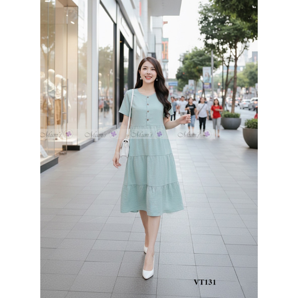 Đầm suông đầm bầu babydoll Mum's Shop VT131 váy bầu trẻ trung, dáng babydoll dễ thương