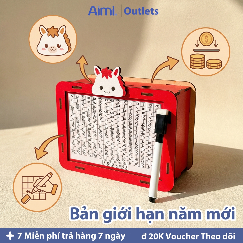 Hộp Tiết Kiệm Gỗ 100 Ngày Thử Thách Nhiều Mẫu, Hỗ Trợ Lên Kế Hoạch Tiết Kiệm Hiệu Quả