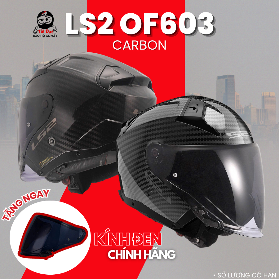 Mũ bảo hiểm 3/4 LS2 OF603 Infinity Carbon cao cấp đạt chuẩn Châu Âu ECE22.06