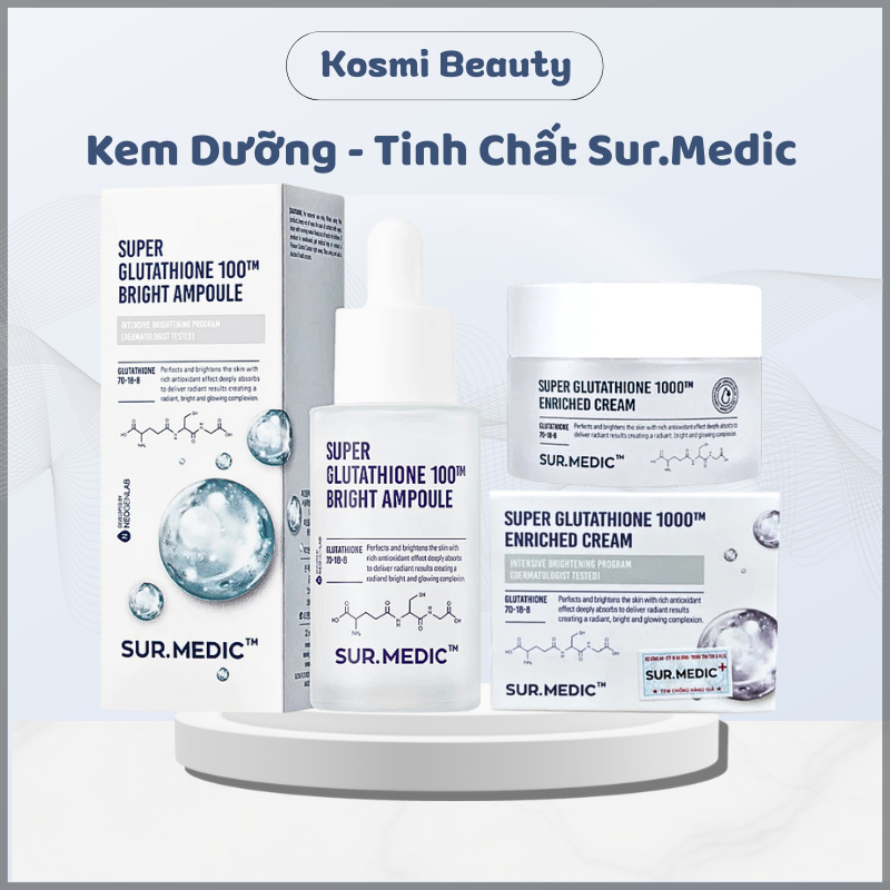 Serum huyết thanh & kem dưỡng Sur.Medic Super Glutathione 1000TM tinh chất Sur.Medic trắng da - Kosm