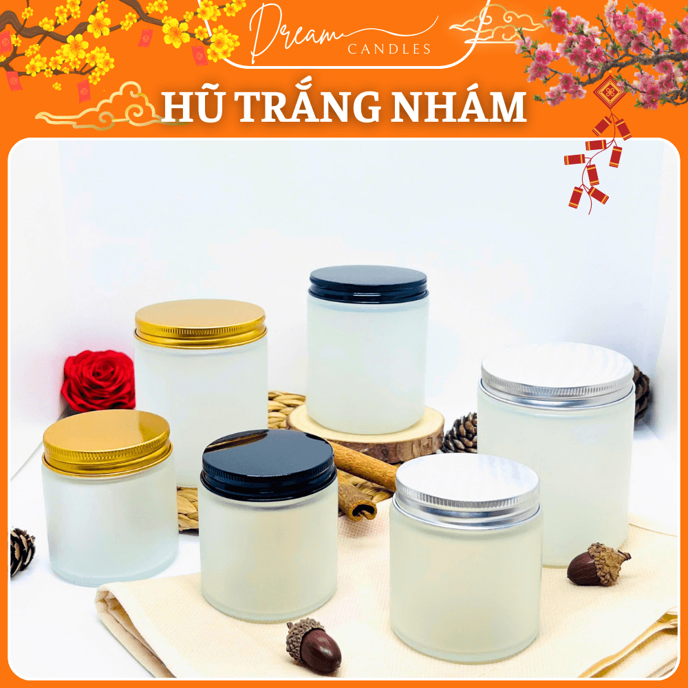 Hũ Thủy Tinh Trắng Nhám 120/250ml Có Nắp – Hũ Đựng Nến Handmade, Ly Làm Nến Quà Tặng | Dream Candles