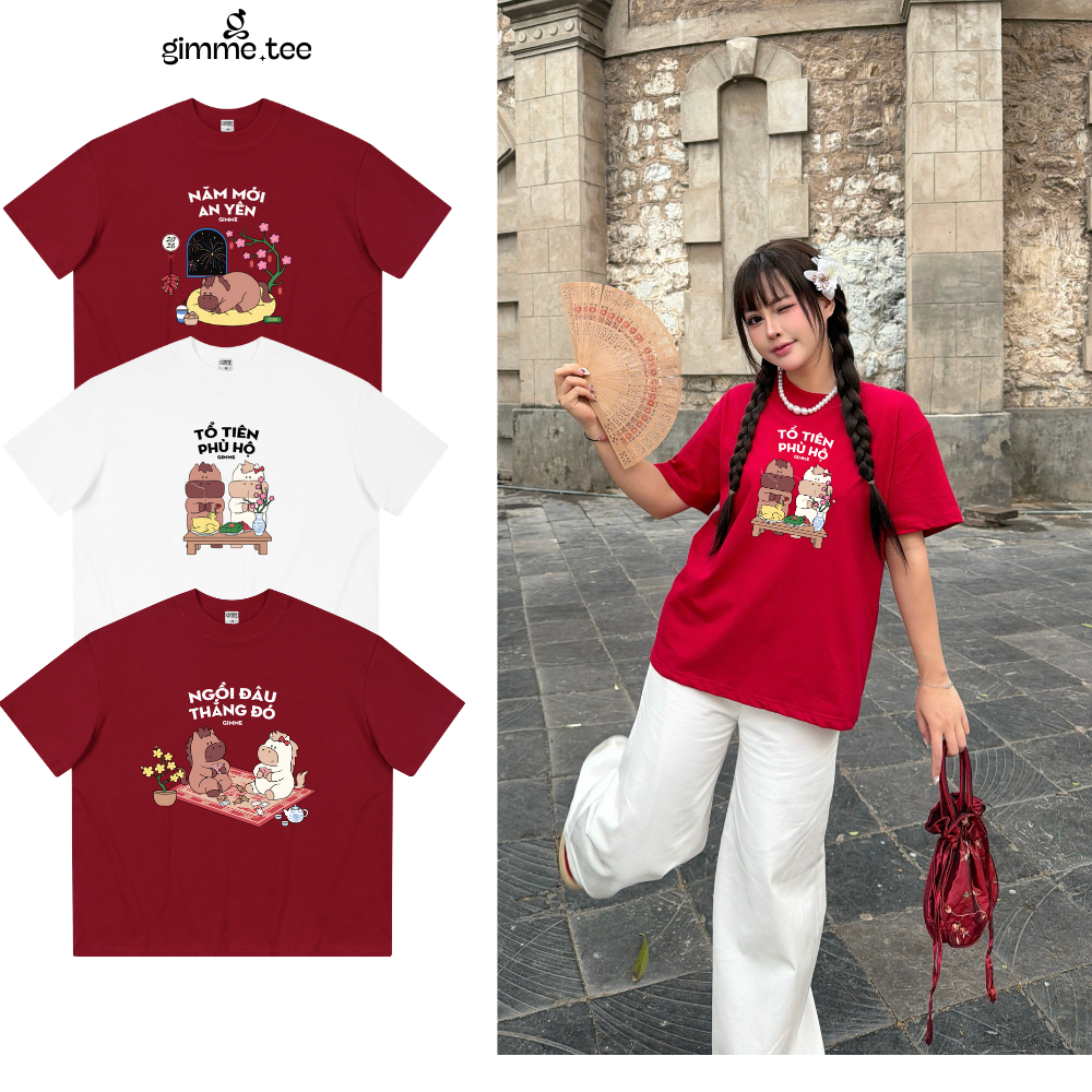 Áo Thun  Boxy Gimme - Bính Ngọ - Premium 100% Cotton 2 Chiều 250gsm - Áo Thun Unisex - GMBX40