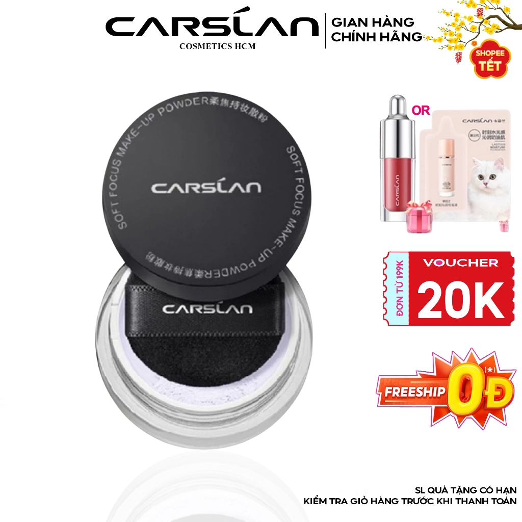 Phấn phủ CARSLAN kiềm dầu, chống nước lâu trôi 1g, màu tím nhạt,
