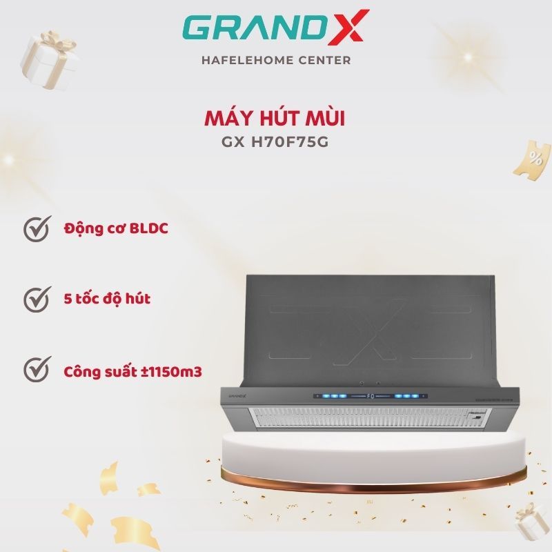 Máy hút mùi âm tủ GrandX GX H70F75G/GX H70F75SG - Lọc Than Hoạt Tính