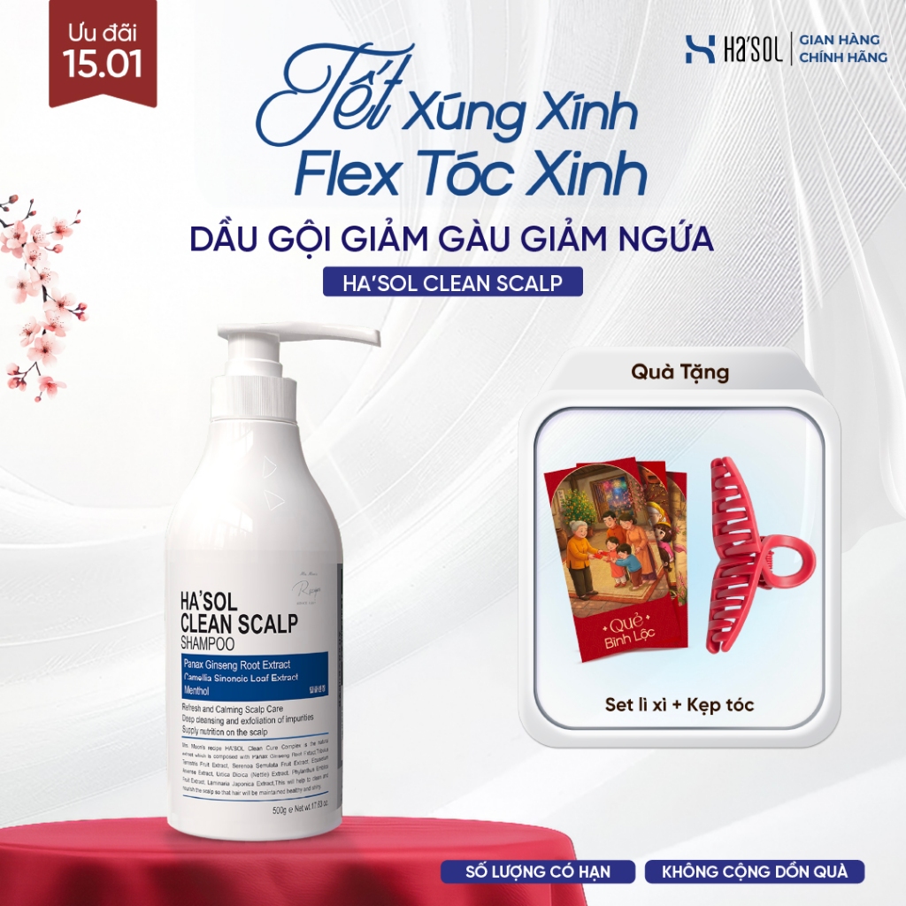 Dầu Gội Xanh Hasol Clean Scalp 500g - Ngăn Gàu/Nấm Ngứa, Cấp Dưỡng Chất Cho Da Nhiều Dầu/Mỏng/Yếu