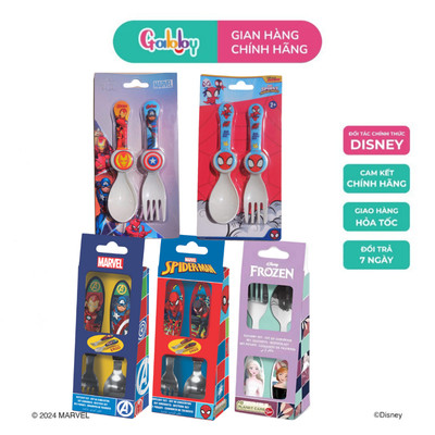 Set Muỗng, Thìa, Nĩa Ăn Dặm Cho Bé Inox Disney Hình Người Nhện Spiderman,  Avenger, Frozen Dễ Thương