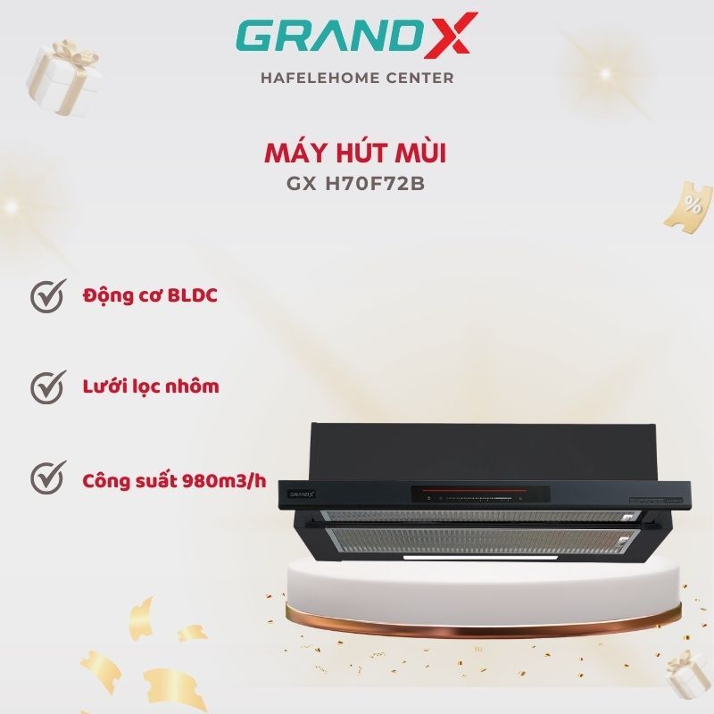 Máy hút mùi âm tủ GrandX GX H70F72B/GX H70F72SB - Hút Mạnh, Ít Ồn