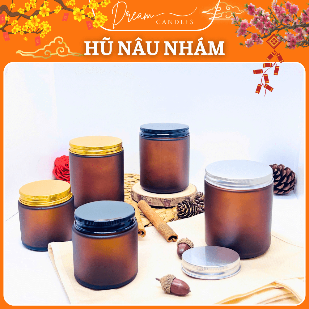 Hũ Thủy Tinh Nâu Nhám 120/250ml Có Nắp – Hũ Đựng Nến Handmade, Ly Làm Nến Quà Tặng | Dream Candles