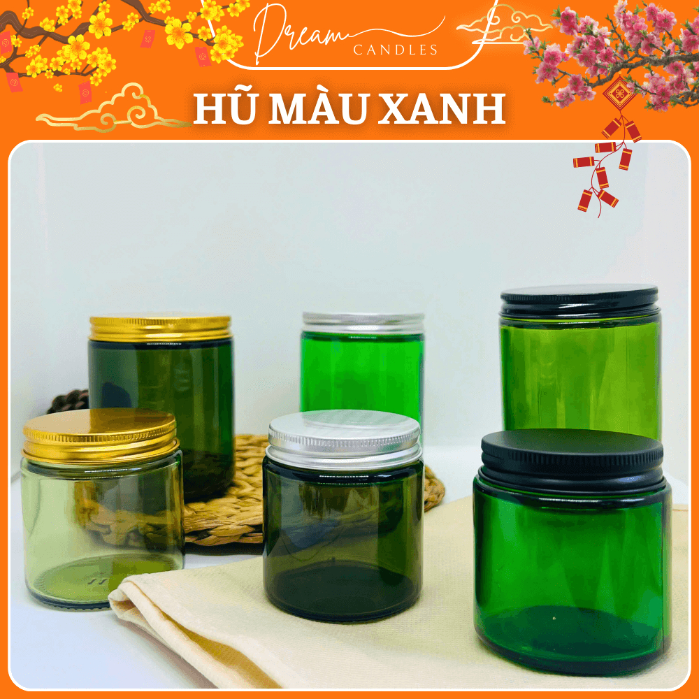Hũ Thủy Tinh Xanh Rêu 120/250ml Có Nắp – Hũ Đựng Nến Handmade, Ly Làm Nến Quà Tặng | Dream Candles