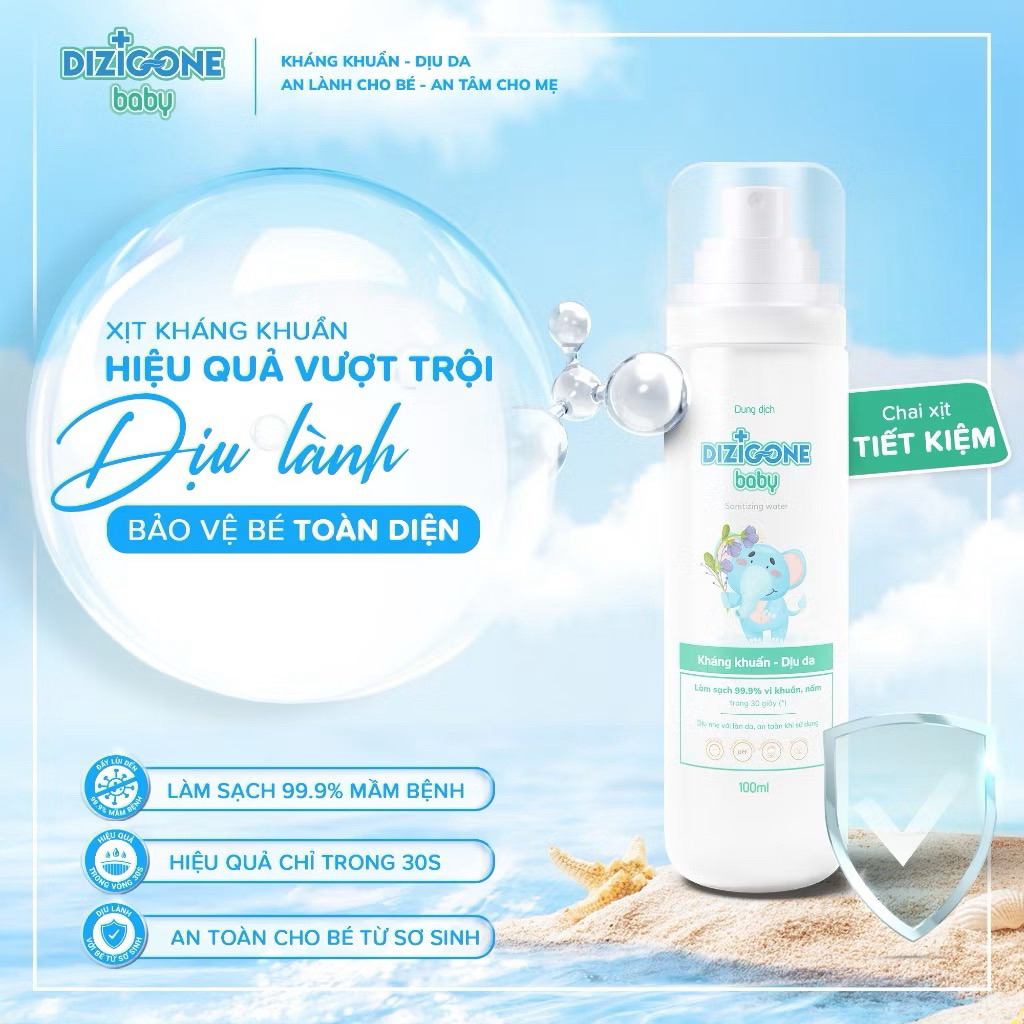 Xịt kháng khuẩn Dizigone Baby 100ml - An toàn, kháng khuẩn tự nhiên, tiện lợi cho bé