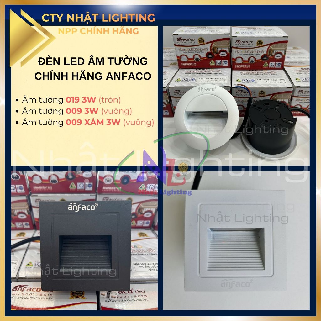 [CTY Nhật Lighting] Đèn âm tường ANFACO 019 & 009 - 3W, chiếu sáng cầu thang, đèn chỉ đường