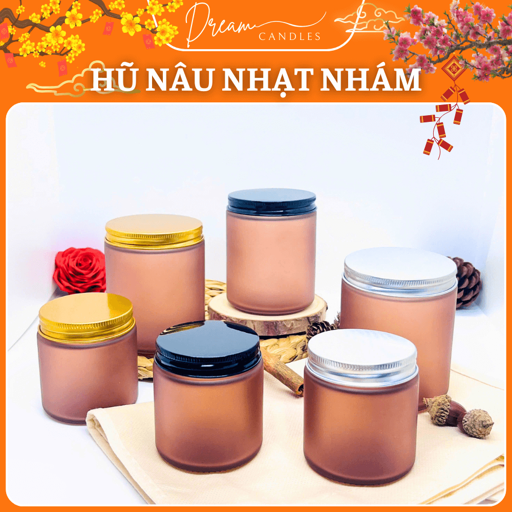Hũ Thủy Tinh Nâu Nhạt 120/250ml Có Nắp – Hũ Đựng Nến Handmade, Ly Làm Nến Quà Tặng | Dream Candles