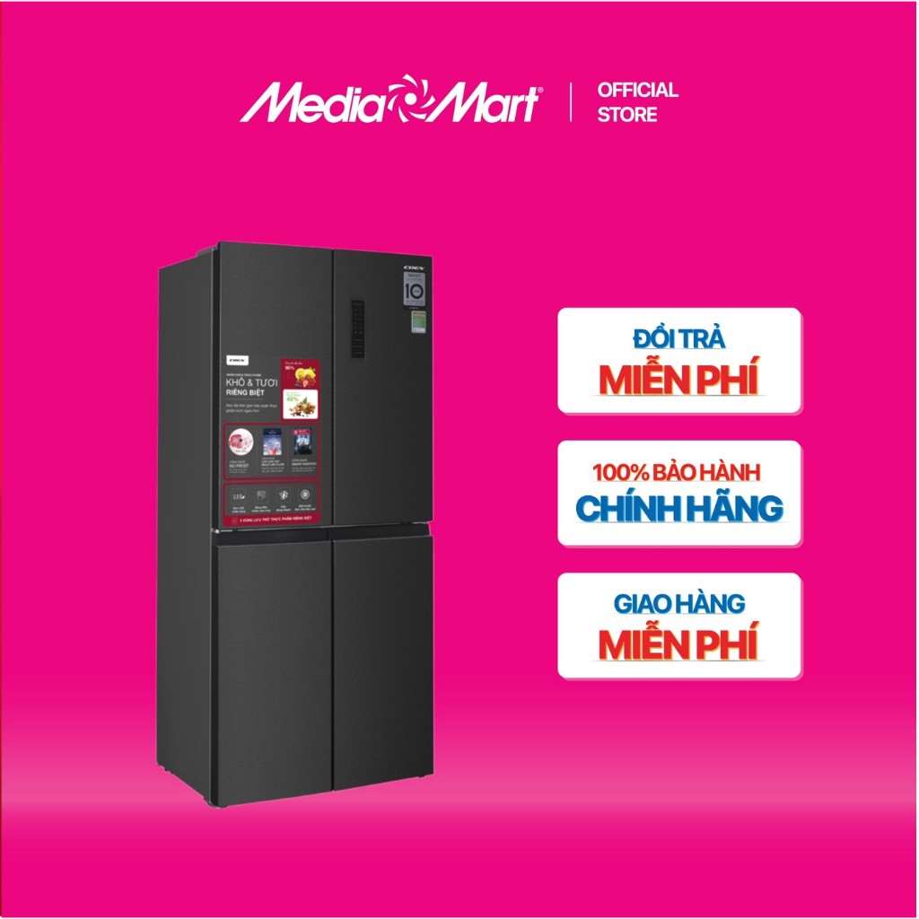 Miễn phí Ship - Tủ lạnh 4 cửa 362 Lít COEX Inverter RM-4007MIB (Inox đen) Bảo hành 2 năm