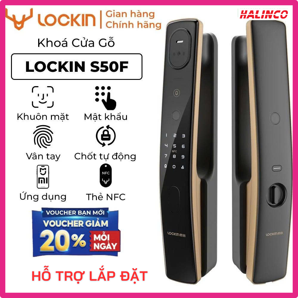 [Bao Lắp Đặt] Khoá Vân Tay Thông Minh Lockin S50F, nhận diện khuôn mặt FaceID, sử dụng app Mihome