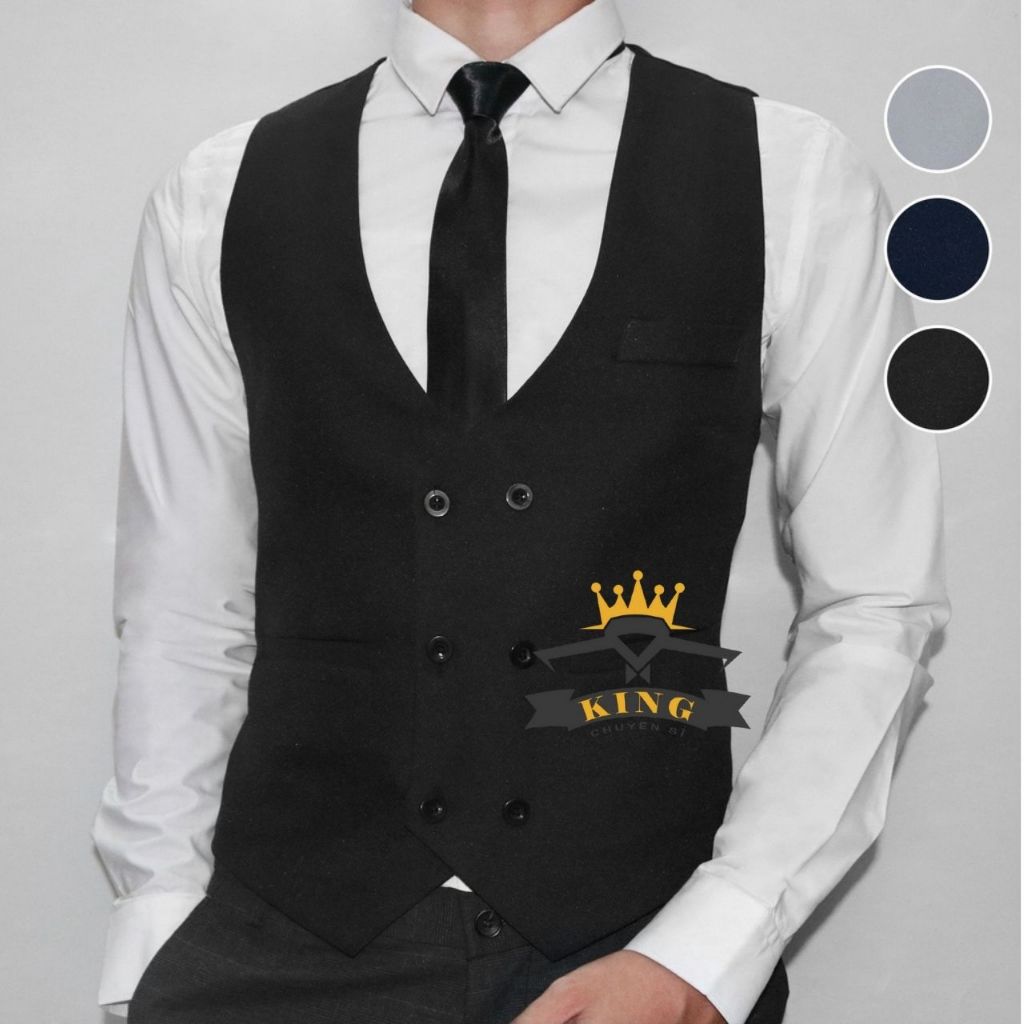 Áo Gile nam 6 nút màu Đen KING Ghi lê Khỉ Nữ Bigsize các màu Xanh Đen Đô Sọc Trắng Xám phối vest kaki cao cấp Z1-10