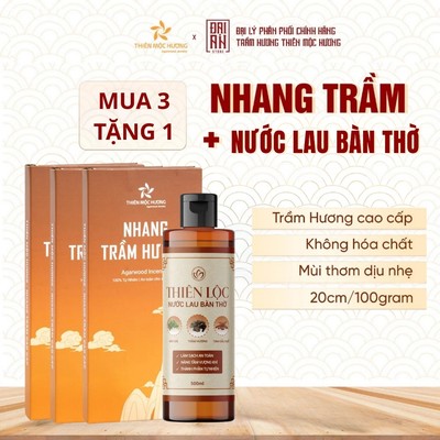 [Combo Ưu Đãi] Nhang Trầm Hương Sạch Thiên Mộc Hương Thơm Dịu - TẶNG  Nước Lau Bàn Thờ Thiên Lộc Bao Sái Chiêu Tài Lộc.