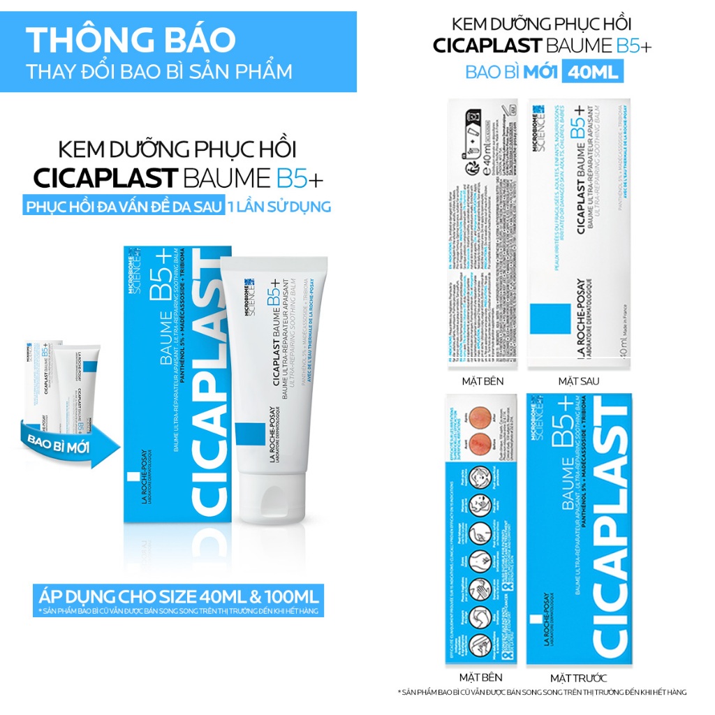 Kem dưỡng ẩm & phục hồi đa năng La Roche-Posay Cicaplast Baume B5+ giúp phục hồi da sau 1 lần sử dụng - phiên bản 40ml | BigBuy360 - bigbuy360.vn
