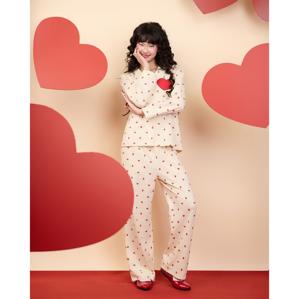 Bộ mặc nhà WINNY cotton CVC, Set đồ nữ cotton mềm mịn xuân hè quần dài tay dài kiểu pyjama màu vàng 