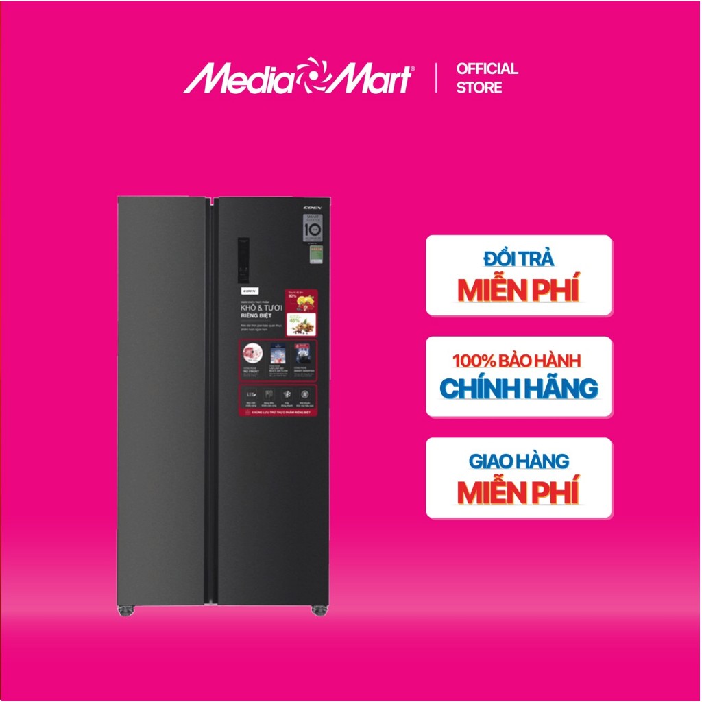 Miễn phí Ship - Tủ lạnh Side by side COEX 442 Lít Inverter  RS-4005MIB (Inox đen)- Bảo hành 2 năm