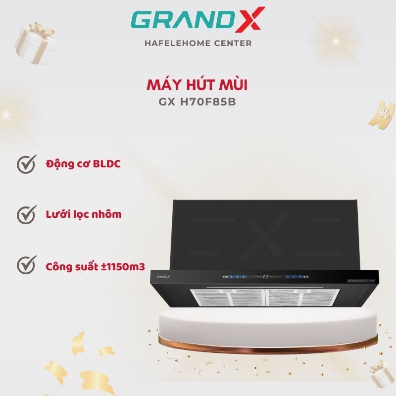 Máy hút mùi GrandX GX H70F85B - Công Suất Mạnh, Vận Hành Êm Ái