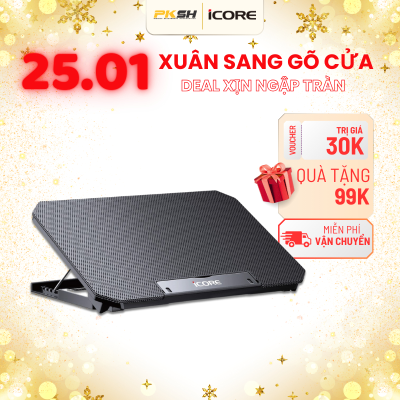 Đế tản nhiệt laptop iCore Q100 - 2 quạt tản nhiệt, 4 mức điều chỉnh độ cao - HÀNG CHÍNH HÃNG