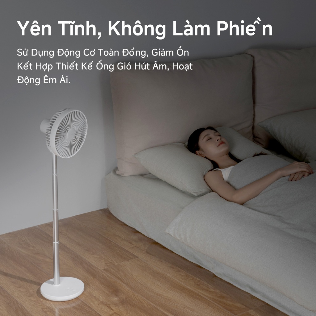 Quạt bàn JisuLife, pin 8000mAh, dùng 28h, sạc được, có thể kéo dài, quạt sàn đứng | BigBuy360 - bigbuy360.vn