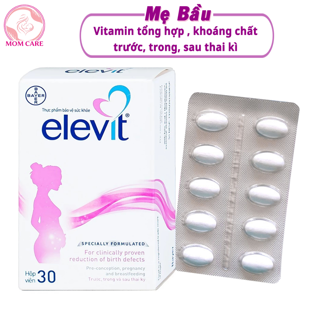 Elevit Bayer Mẹ Bầu bổ sung Acid Folic, Sắt, Canxi, Các Vitamin và Các khoáng chất 30 Viên AGO
