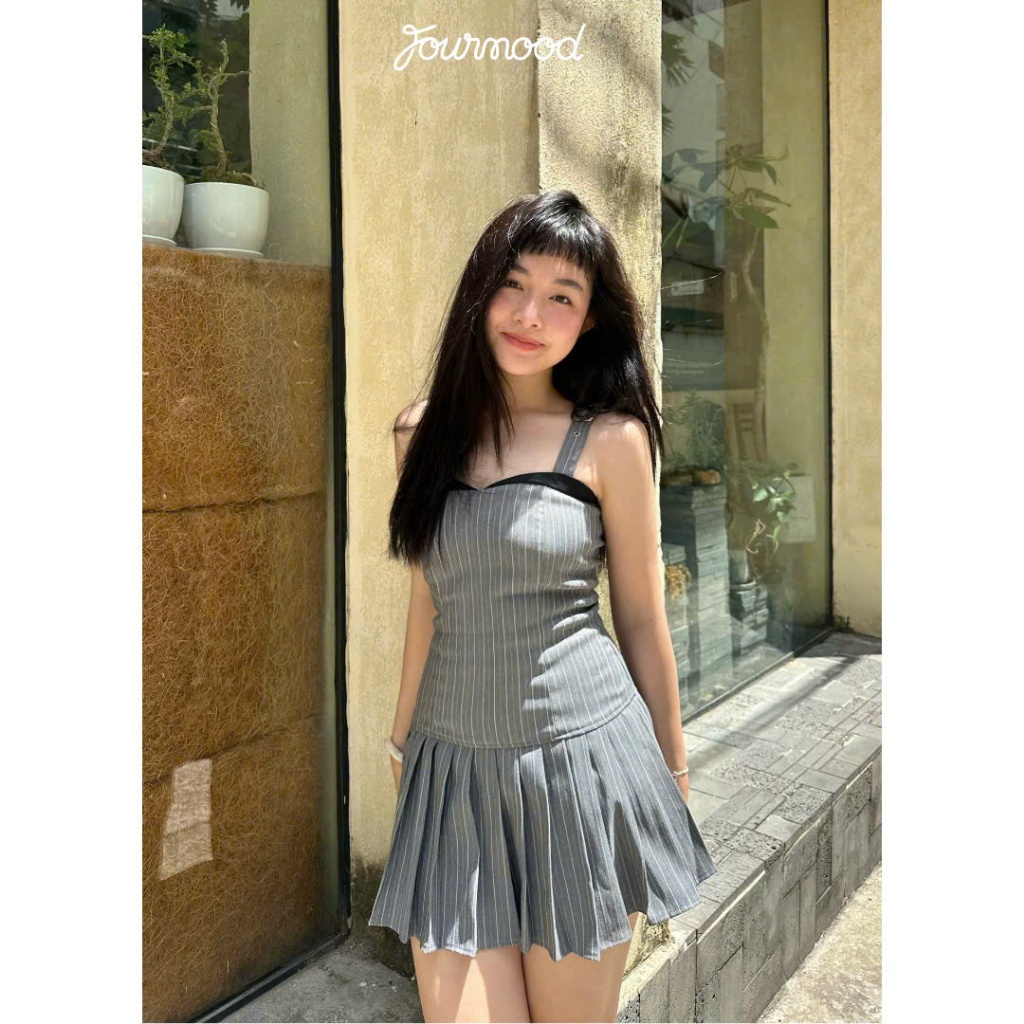 TDT4 - Đầm Kẻ Sọc 1 Dây 2 Lớp Có Lót Quần Vải Cotton Bổ Sọc Size S/M SWEET DRESS