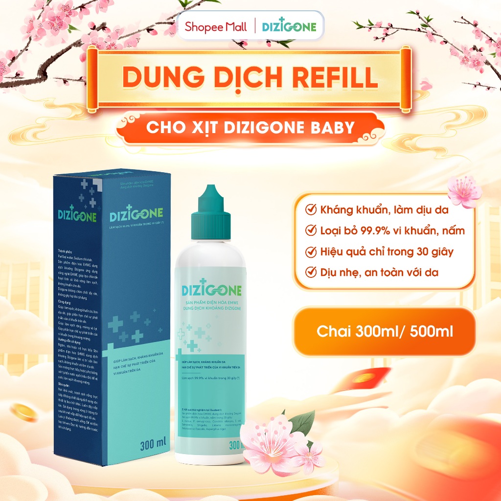 Dung dịch dịu da, kháng khuẩn DIZIGONE: Dung dịch cho chai xịt kháng khuẩn DIZIGONE Baby