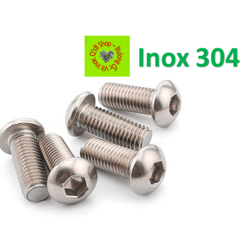 Bulong inox chìm cầu size M5 , ốc lục giác chìm đầu bi, inox 304