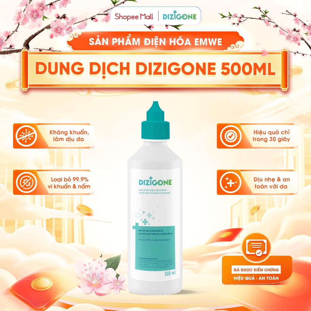 Dung dịch điện hóa DIZIGONE 500ml: Kháng khuẩn, làm dịu da, chăm sóc tổn thương lành nhanh