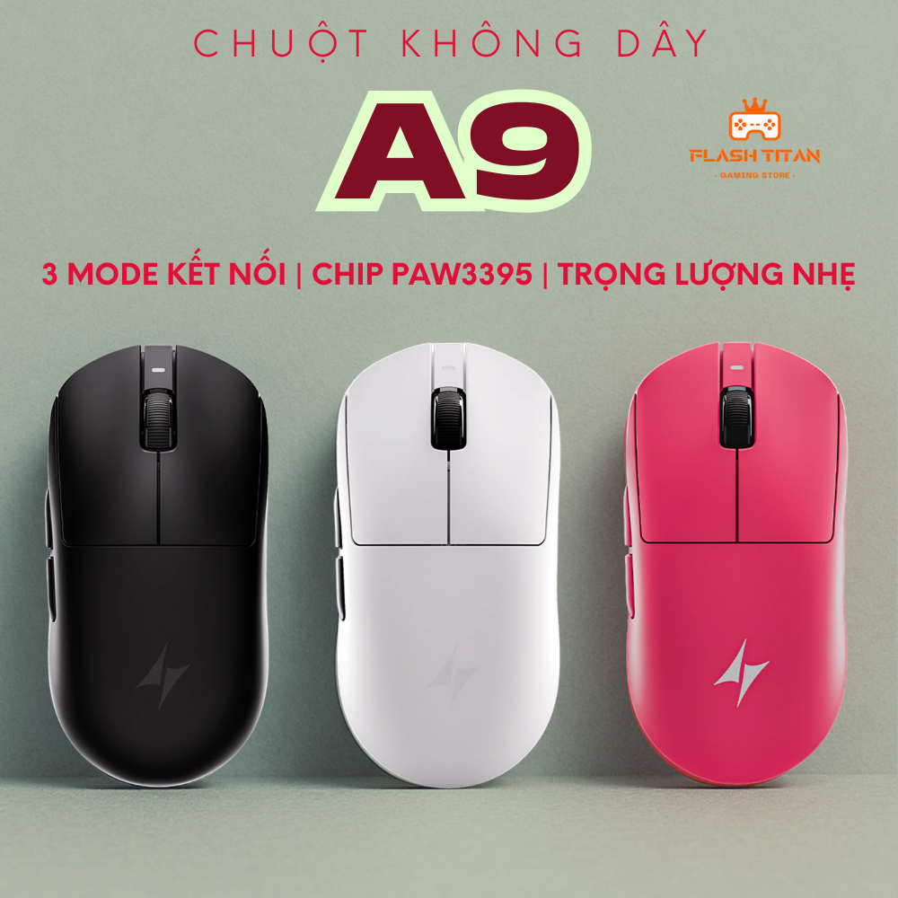 Chuột Gaming không dây ATK A9 Dragonfly - 3 mode kết nối - Có app tùy chỉnh Dùng Chơi Game FPS, văn phòng, PC, Laptop