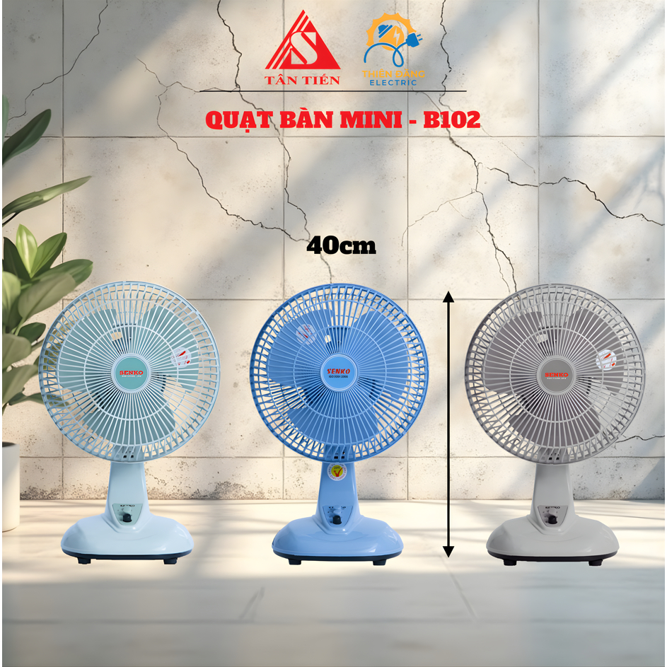 QUẠT ĐỂ BÀN MINI B102 SENKO ,KÍCH THƯỚC 40cm , CÔNG SUẤT 28W, 3 CÁNH , BẢO HÀNH 24 THÁNG (GIAO MÀU N