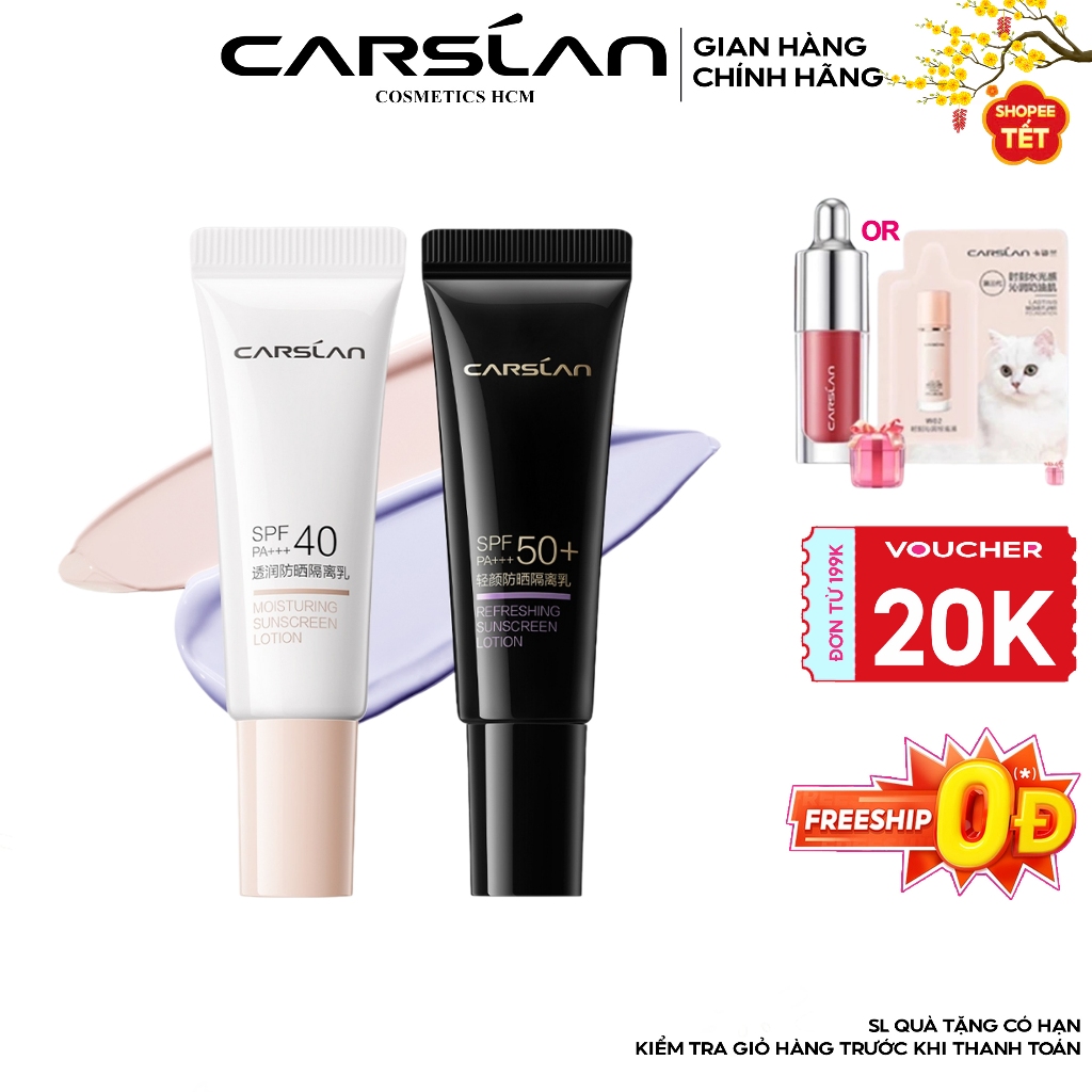 Kem chống nắng nâng tone dưỡng da Refresh Carslan kem lười Kem Lót 3 trong 1 5g SPF 50 + PA + + +