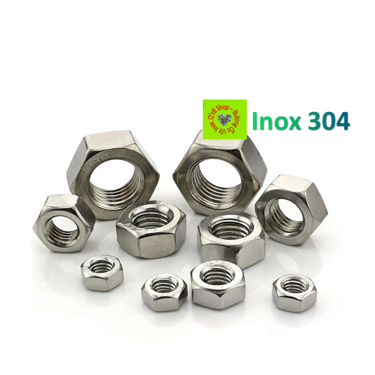 Đai ốc lục giác ngoài inox size M3- M6 , ecu lục giác ngoài inox, inox 304